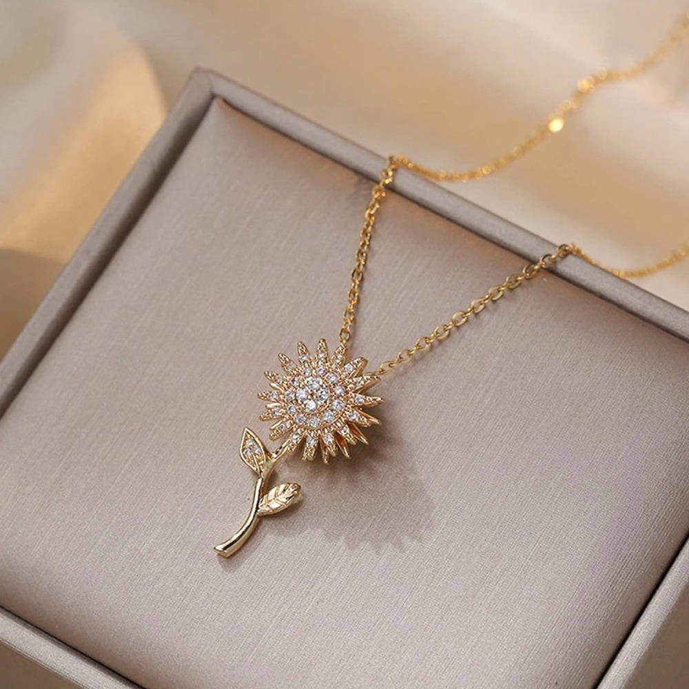 Rotatable Sunflower Necklace – Titanium Steel - Picture 2 of 6